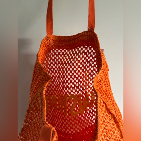 Soma Orange Crochet beach bag Tote with Yellow Sunshine - Picture 8 of 10